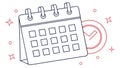 Outline Calendar Icon with Checkmark for Task Completion, vector design Generative AI Royalty Free Stock Photo