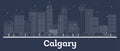 Outline Calgary Canada City Skyline with White Buildings