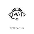 outline call center vector icon. isolated black simple line element illustration from alert concept. editable vector stroke call