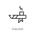 outline calumet vector icon. isolated black simple line element illustration from culture concept. editable vector stroke calumet Royalty Free Stock Photo