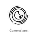 outline camera lens vector icon. isolated black simple line element illustration from cinema concept. editable vector stroke Royalty Free Stock Photo