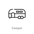 outline camper vector icon. isolated black simple line element illustration from camping concept. editable vector stroke camper