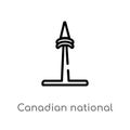 outline canadian national tower vector icon. isolated black simple line element illustration from monuments concept. editable