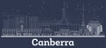 Outline Canberra Australia City Skyline with White Buildings