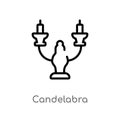 outline candelabra vector icon. isolated black simple line element illustration from magic concept. editable vector stroke Royalty Free Stock Photo
