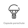 outline capsule parachute vector icon. isolated black simple line element illustration from astronomy concept. editable vector