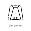 outline car bonnet vector icon. isolated black simple line element illustration from car parts concept. editable vector stroke car