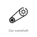 outline car camshaft vector icon. isolated black simple line element illustration from car parts concept. editable vector stroke