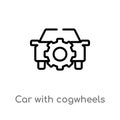 outline car with cogwheels vector icon. isolated black simple line element illustration from mechanicons concept. editable vector