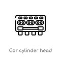 outline car cylinder head vector icon. isolated black simple line element illustration from car parts concept. editable vector Royalty Free Stock Photo