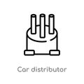 outline car distributor cap vector icon. isolated black simple line element illustration from car parts concept. editable vector