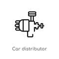 outline car distributor vector icon. isolated black simple line element illustration from car parts concept. editable vector