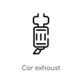 outline car exhaust vector icon. isolated black simple line element illustration from car parts concept. editable vector stroke