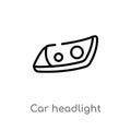 outline car headlight vector icon. isolated black simple line element illustration from car parts concept. editable vector stroke Royalty Free Stock Photo