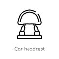 outline car headrest vector icon. isolated black simple line element illustration from car parts concept. editable vector stroke