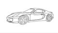 Outline Car, Side view, Three-quarter view. Car for coloring; for kids coloring book. Fast Racing car. Modern flat Vector