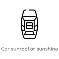 outline car sunroof or sunshine roof vector icon. isolated black simple line element illustration from car parts concept. editable