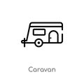 outline caravan vector icon. isolated black simple line element illustration from camping concept. editable vector stroke caravan Royalty Free Stock Photo