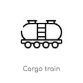 outline cargo train vector icon. isolated black simple line element illustration from delivery and logistics concept. editable