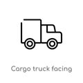 outline cargo truck facing left vector icon. isolated black simple line element illustration from mechanicons concept. editable Royalty Free Stock Photo