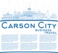 Outline Carson City Nevada City Skyline with Blue Buildings and Copy Space