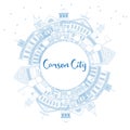 Outline Carson City Nevada City Skyline with Blue Buildings and Copy Space