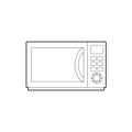 Outline cartoon microwave icon. Vintage kitchen appliances. The object is separate from the background. Vector contour element
