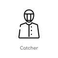 outline catcher vector icon. isolated black simple line element illustration from user concept. editable vector stroke catcher Royalty Free Stock Photo