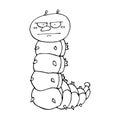 The outline of the caterpillar in cartoon style. Sketch. Vector isolated image.