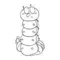 The outline of the caterpillar in cartoon style. Sketch. Vector isolated image.