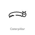 outline caterpillar vector icon. isolated black simple line element illustration from agriculture farming concept. editable vector