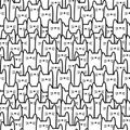 Outline cats endless pattern. Group of cats pattern. Royalty Free Stock Photo