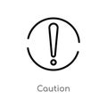 outline caution vector icon. isolated black simple line element illustration from maps and flags concept. editable vector stroke