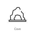 outline cave vector icon. isolated black simple line element illustration from stone age concept. editable vector stroke cave icon