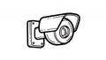 Outline CCTV Security Camera Hand Drawn Style Isolated on White Background Vector Illustration Surveillance Symbol Royalty Free Stock Photo