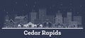 Outline Cedar Rapids Iowa Skyline with White Buildings