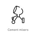 outline cement mixers vector icon. isolated black simple line element illustration from construction concept. editable vector