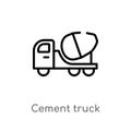 outline cement truck vector icon. isolated black simple line element illustration from construction concept. editable vector