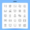 OutLine 25 Cenima Icon set. Vector Line Style Design Black Icons Set. Linear pictogram pack. Web and Mobile Business ideas design
