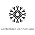 outline centralized connections vector icon. isolated black simple line element illustration from business concept. editable Royalty Free Stock Photo