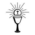 Outline of a chalice and host Royalty Free Stock Photo
