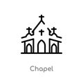 outline chapel vector icon. isolated black simple line element illustration from winter concept. editable vector stroke chapel