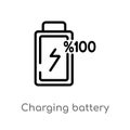 outline charging battery vector icon. isolated black simple line element illustration from electronic stuff fill concept. editable