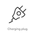 outline charging plug vector icon. isolated black simple line element illustration from music and media concept. editable vector