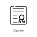 outline charter vector icon. isolated black simple line element illustration from delivery and logistics concept. editable vector Royalty Free Stock Photo