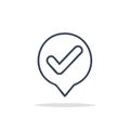 Outline checkmark symbol inside speech bubble icon representing successful validation and confirmation Royalty Free Stock Photo