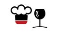 Outline Chef Hat & Wine Glasses Vector, Classic Culinary Pairings, vector design Generative AI Royalty Free Stock Photo