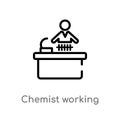 outline chemist working vector icon. isolated black simple line element illustration from people concept. editable vector stroke