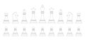 Outline chess pieces set isolated on white background. Chess icons. King, queen, rook, knight, bishop, pawn. Vector illustration Royalty Free Stock Photo