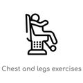 outline chest and legs exercises vector icon. isolated black simple line element illustration from gym and fitness concept. Royalty Free Stock Photo